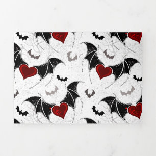 Halloween heart with black bat wings Tri-Fold programme