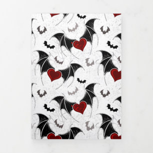 Halloween heart with black bat wings Tri-Fold programme