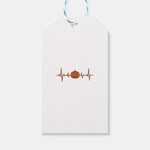 Halloween Heartbeat Pumpkin Vintage Vector Design_ Gift Tags