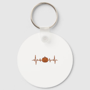Halloween Heartbeat Pumpkin Vintage Vector Design_ Keychain