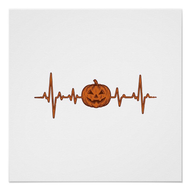 Halloween Heartbeat Pumpkin Vintage Vector Design_ Poster (Front)
