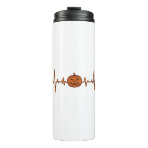 Halloween Heartbeat Pumpkin Vintage Vector Design_ Thermal Tumbler