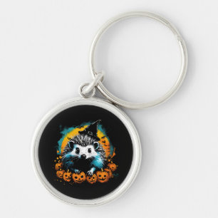 Halloween Hedgehog and pumpkins cute Keychain
