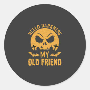 Halloween Hello Darkness Graveyard Moon Classic Round Sticker