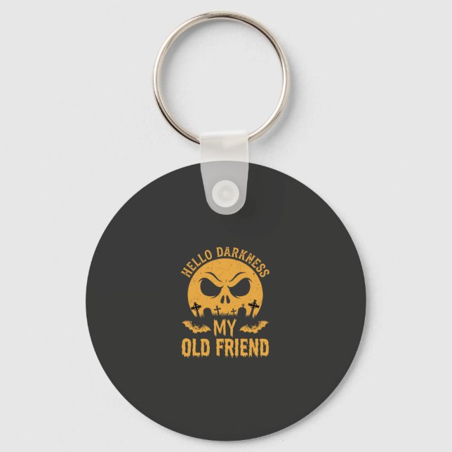 Halloween Hello Darkness Graveyard Moon Keychain (Front)
