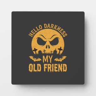 Halloween Hello Darkness Graveyard Moon Plaque