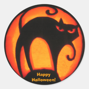 Halloween heureux ! Autocollant effrayant de chat