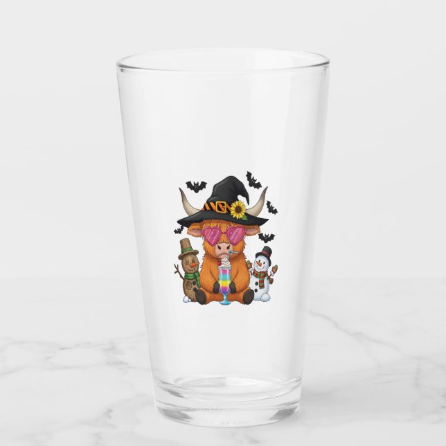 Halloween Highland Cow (2) Glass (Front)