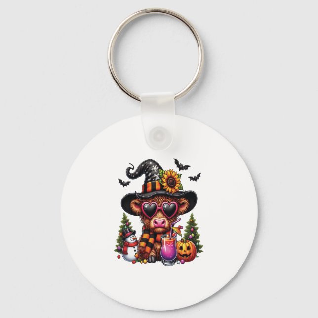 Halloween Highland Cow 2 Keychain (Front)