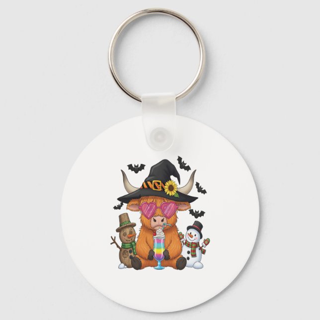 Halloween Highland Cow (2) Keychain (Front)