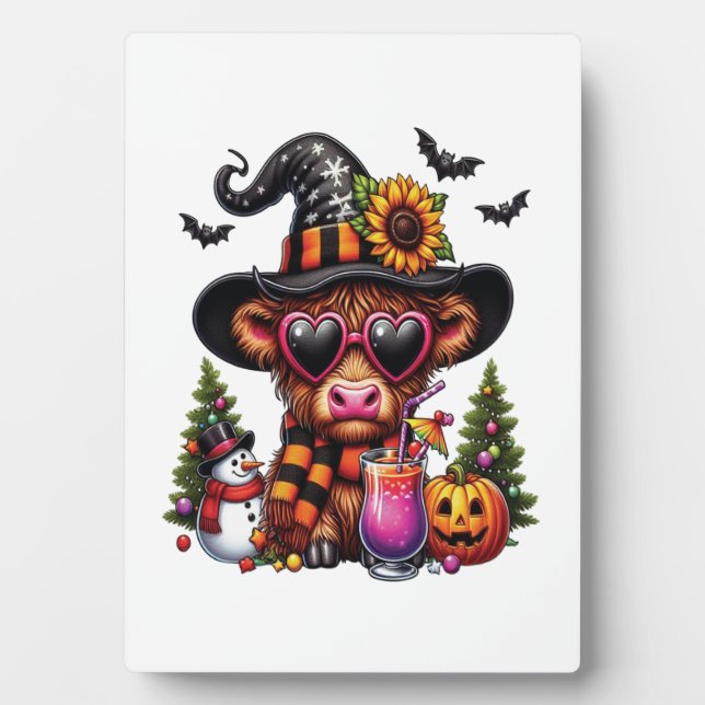 Halloween Highland Cow 2 Plaque (Front)