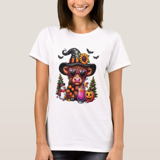 Halloween Highland Cow 2 T-Shirt (Front)