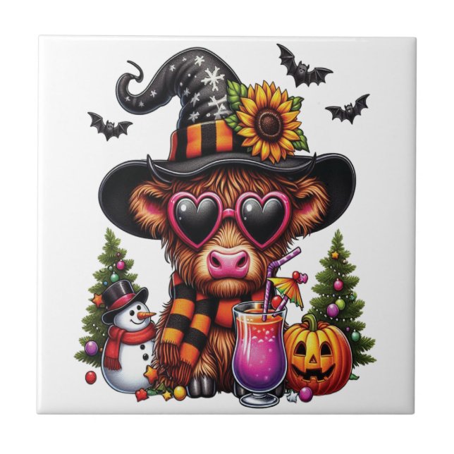 Halloween Highland Cow 2 Tile (Front)