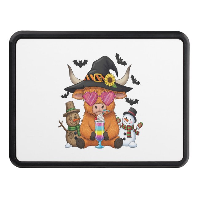 Halloween Highland Cow (2) Trailer Hitch Cover (Front)