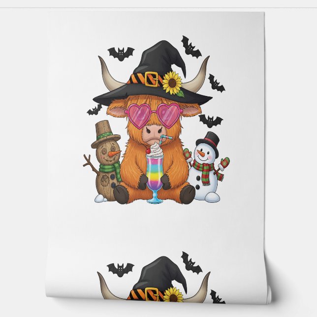 Halloween Highland Cow (2) Wallpaper (Unrolling)