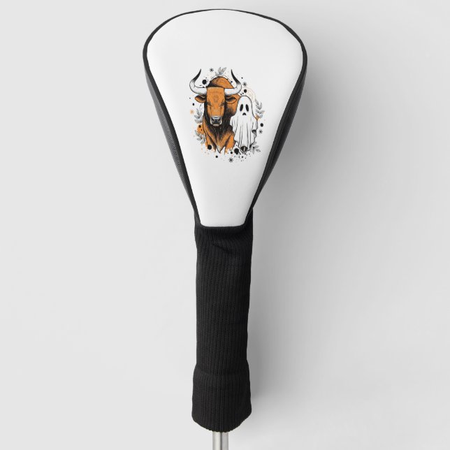 Halloween Highland Cow Cute Fall Golf Head Cover (Front)