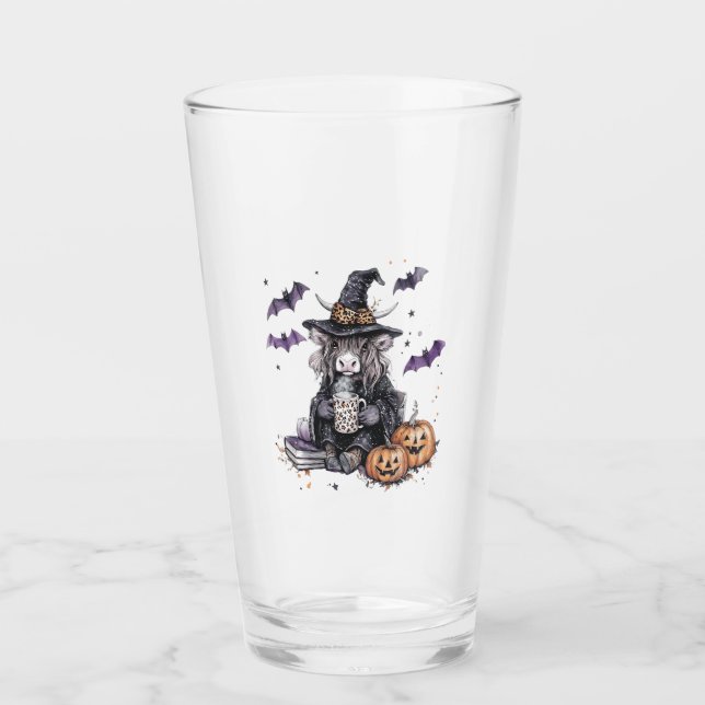 Halloween Highland Cow Glass (Front)