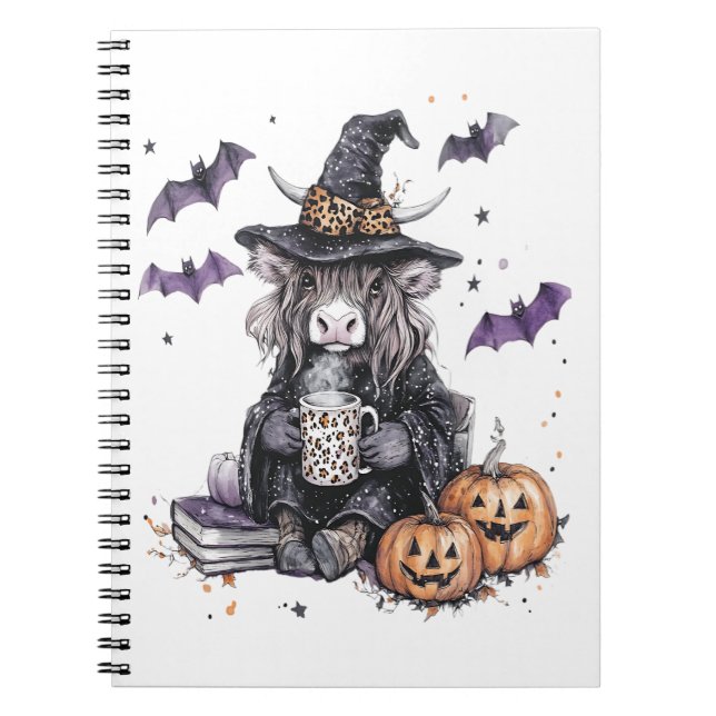Halloween Highland Cow Notebook (Front)