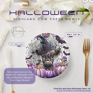 Halloween Highland Cow Paper Bowls Paper Plate