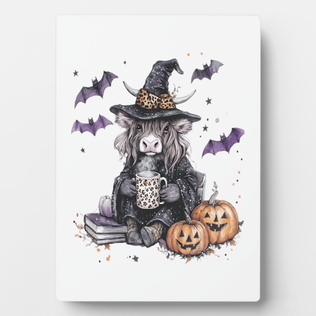 Halloween Highland Cow Plaque (Front)