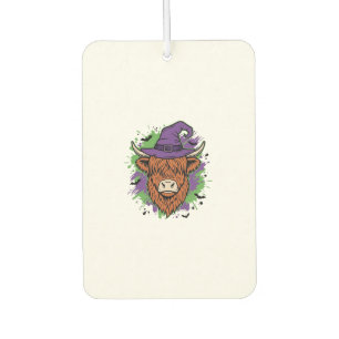 Halloween Highland Cow Witch Hat Vintage Vector_1 Air Freshener