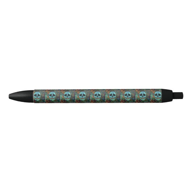 Halloween Hippie Skull Thunder_Cove Black Ink Pen (Front)