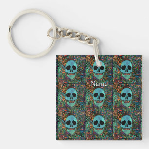 Halloween Hippie Skull Thunder_Cove Keychain