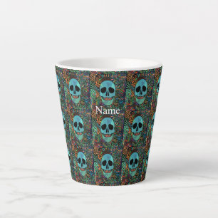 Halloween Hippie Skull Thunder_Cove Latte Mug