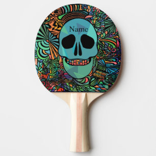 Halloween Hippie Skull Thunder_Cove Ping Pong Paddle