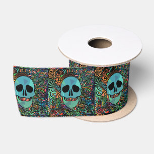 Halloween Hippie Skull Thunder_Cove Satin Ribbon