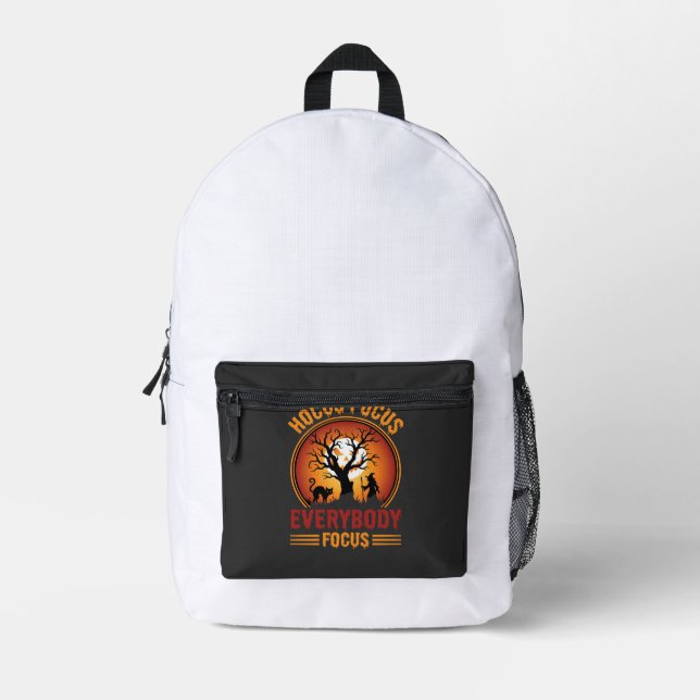 Halloween Hocus Pocus Everybody Focus Witch Tree Printed Backpack (Front)