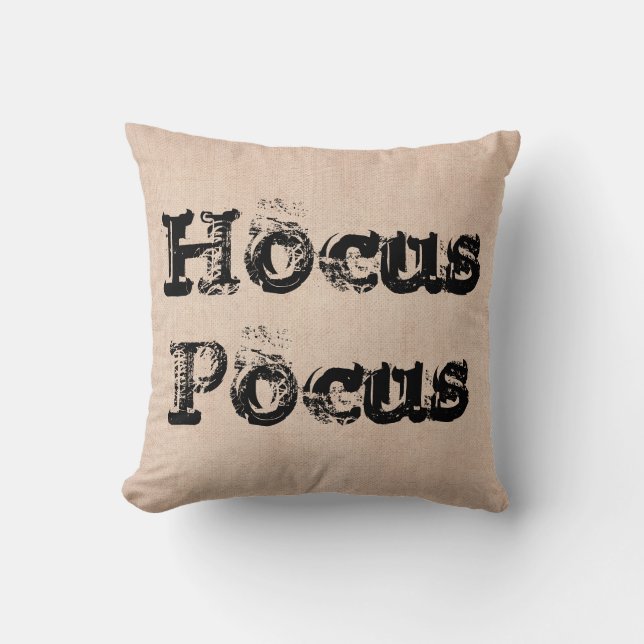 Halloween Hocus Pocus witch burlap Throw Pillow (Front)