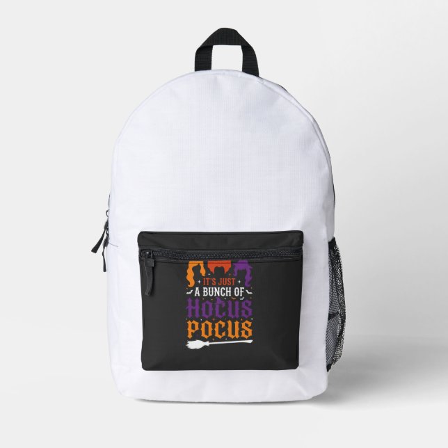 Halloween Hocus Pocus Witch Typography Vector Printed Backpack (Front)
