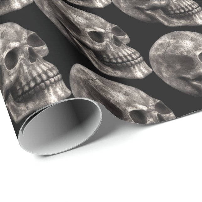 Halloween Holiday scary skull tiled party wrap Wrapping Paper (Roll Corner)