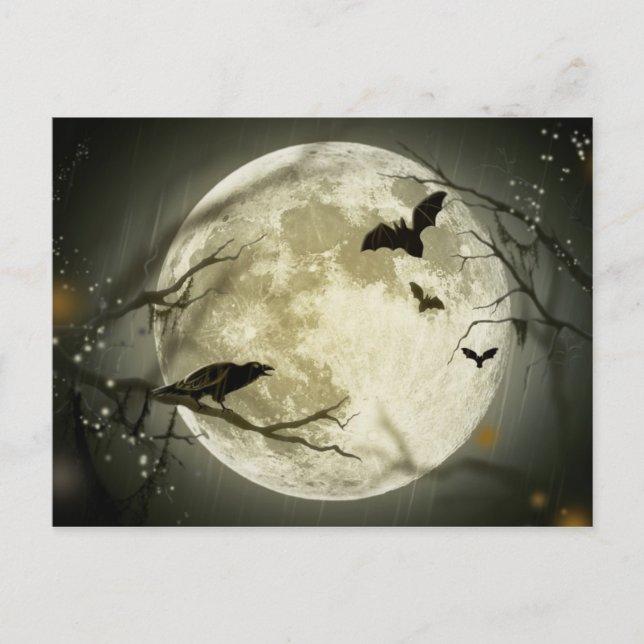 Halloween holidays mystery with fairy tale moon holiday postcard (Front)