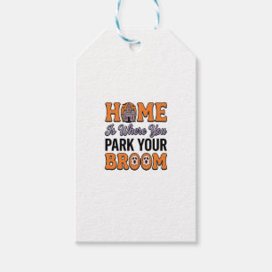 Halloween Home Park Your Broom Vintage Typography Gift Tags