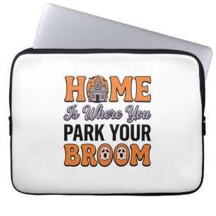 Halloween Home Park Your Broom Vintage Typography  Laptop Sleeve