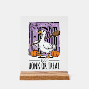 Halloween Honk or Treat Witch Goose Acrylic Sign