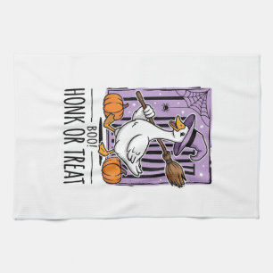 Halloween Honk or Treat Witch Goose Kitchen Towel