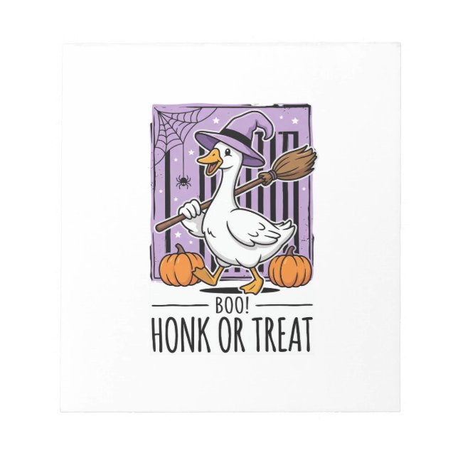 Halloween Honk or Treat Witch Goose Notepad (Front)