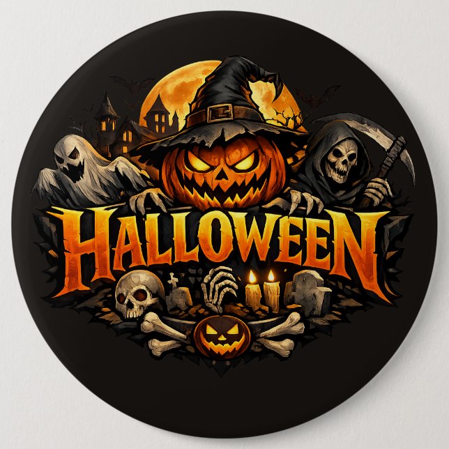 Halloween Horror 6 Inch Round Button (Front)