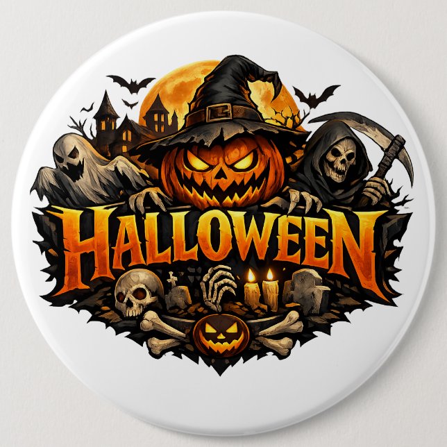 Halloween Horror 6 Inch Round Button (Front)