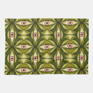 Halloween Horror Eyes Green Creepy Witchy Goth Kitchen Towel