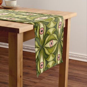 Halloween Horror Eyes Green Creepy Witchy Goth Short Table Runner
