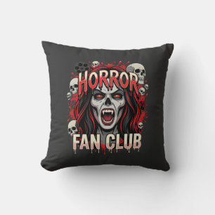 Halloween Horror Fan Club Vampire Skull Throw Pillow