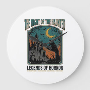 Halloween Horror Haunted Night Vintage Spooky_1 Large Clock