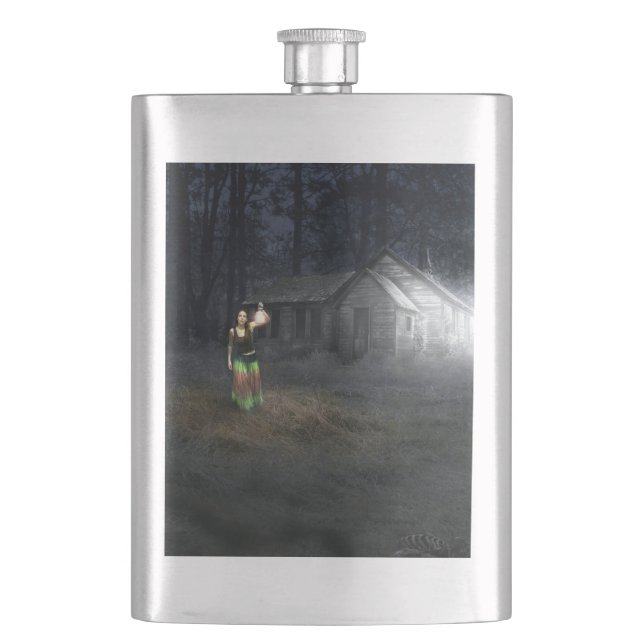 Halloween Horror House Hip Flask (Front)