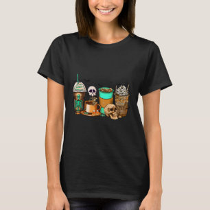 Halloween Horror Latte Coffee Cups Skeleton Hand A T-Shirt
