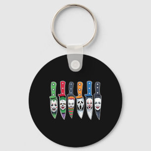 Halloween Horror Movie Characters In Knives Scary Keychain