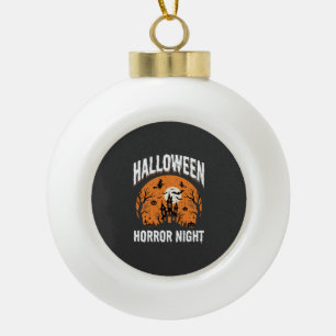 Halloween Horror Night Haunted Castle Vintage Ceramic Ball Christmas Ornament